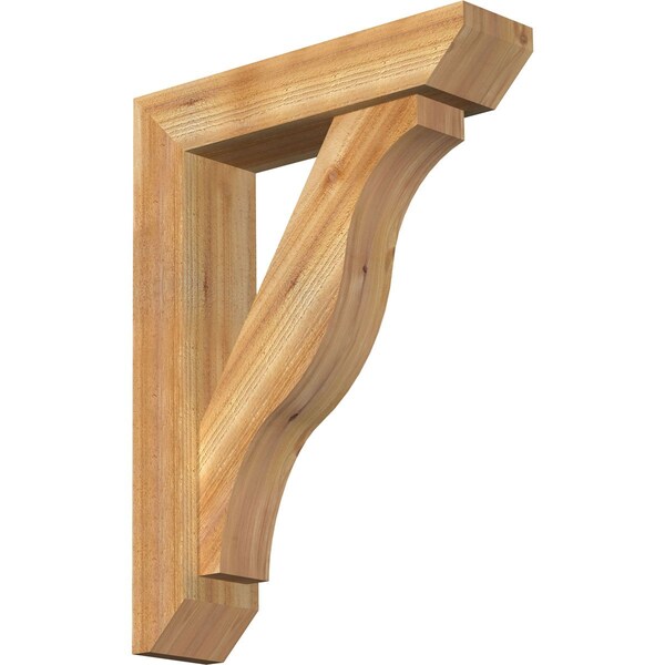 Ekena Millwork Funston Slat Rough Sawn Bracket w/ Offset Brace, Western Red Cedar, 6"W x 24"D x 32"H BKT0604X24X32FST06RWR - main